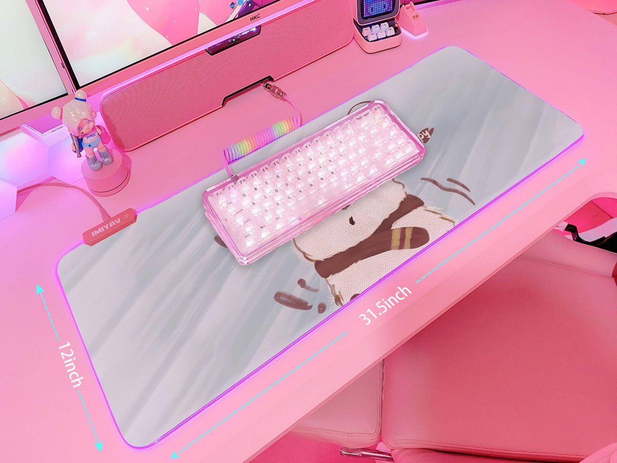 JMIYAV Pink RGB Gaming Mouse Pad 31.5x12 Inch PC XL Large Extended Glowing Led Light Up Desk Pad