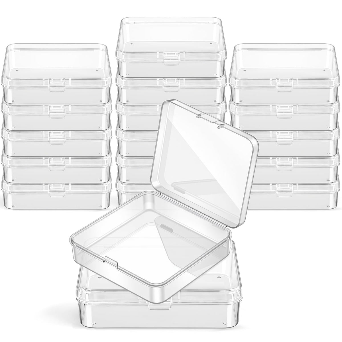 Jetec 18 Pieces Small Clear Plastic Storage Box, 3.3 x 3.3 x 1.1 Inch
