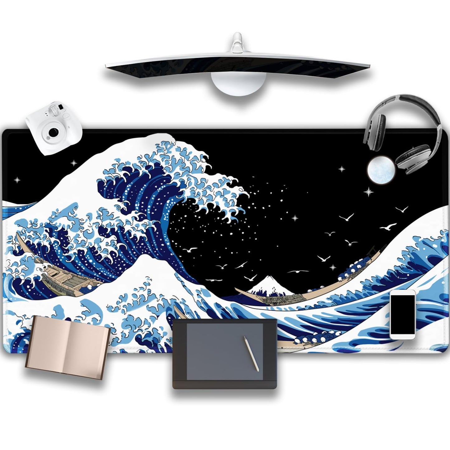 Gaming Laptop Mouse Pad,Sea Wave Big Mice Pads PC Keyboard Waterproof and Non-Slip 47.2" x 23.6"