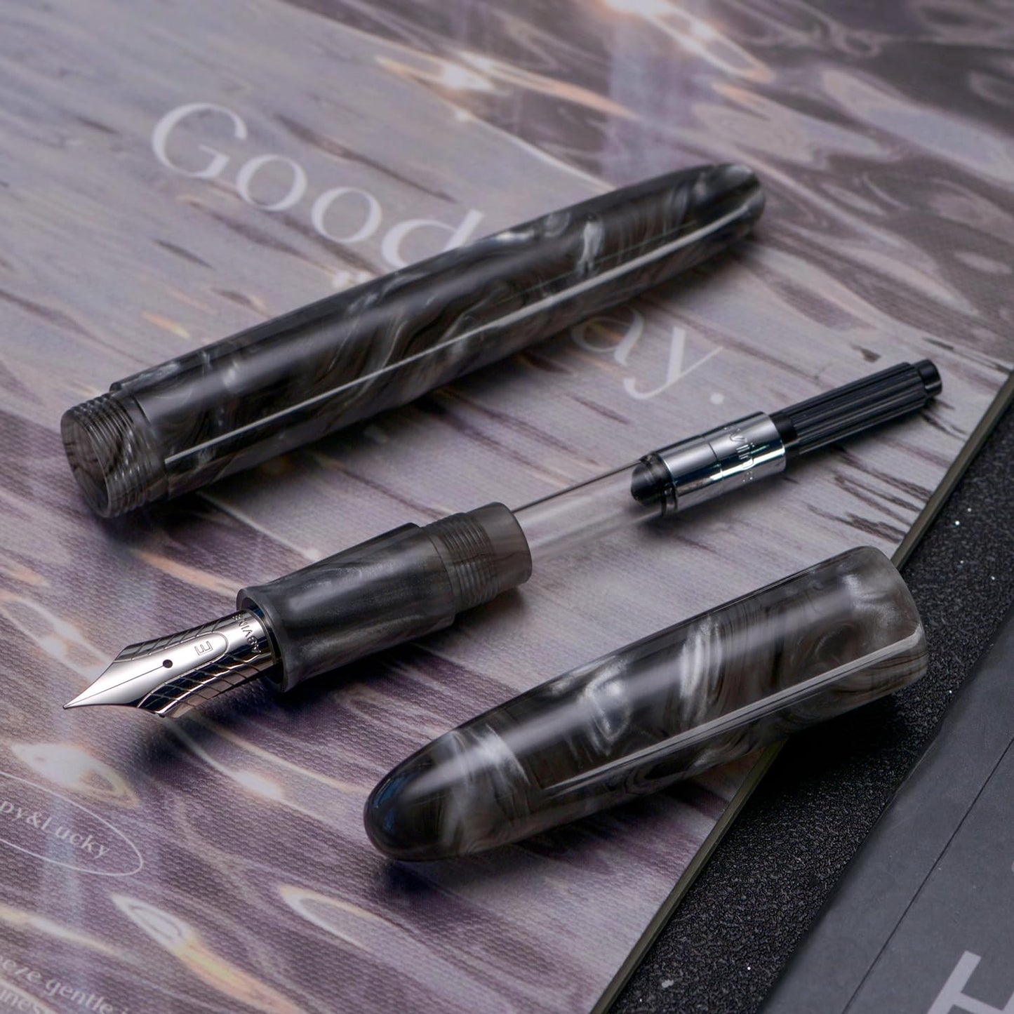 Asvine C80 Fountain Pen #8 Medium Nib Large Handcraft Pen with Converter Pen Box Collection Set
