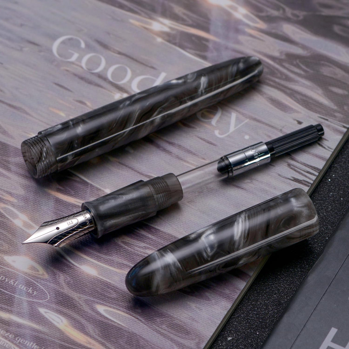 Asvine C80 Fountain Pen #8 Extra Fine Nib Large Handcraft Pen with Converter Pen Box Collection Set