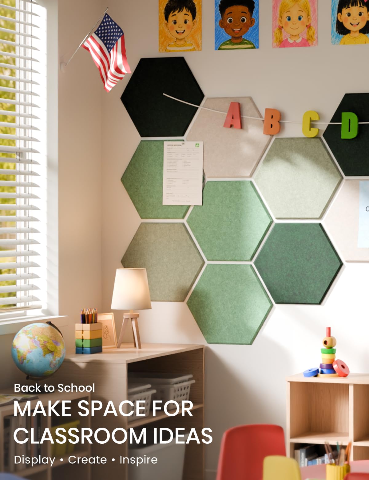 Fluxynara 10-Pack Hexagon Cork Board Alternative, Sagewood