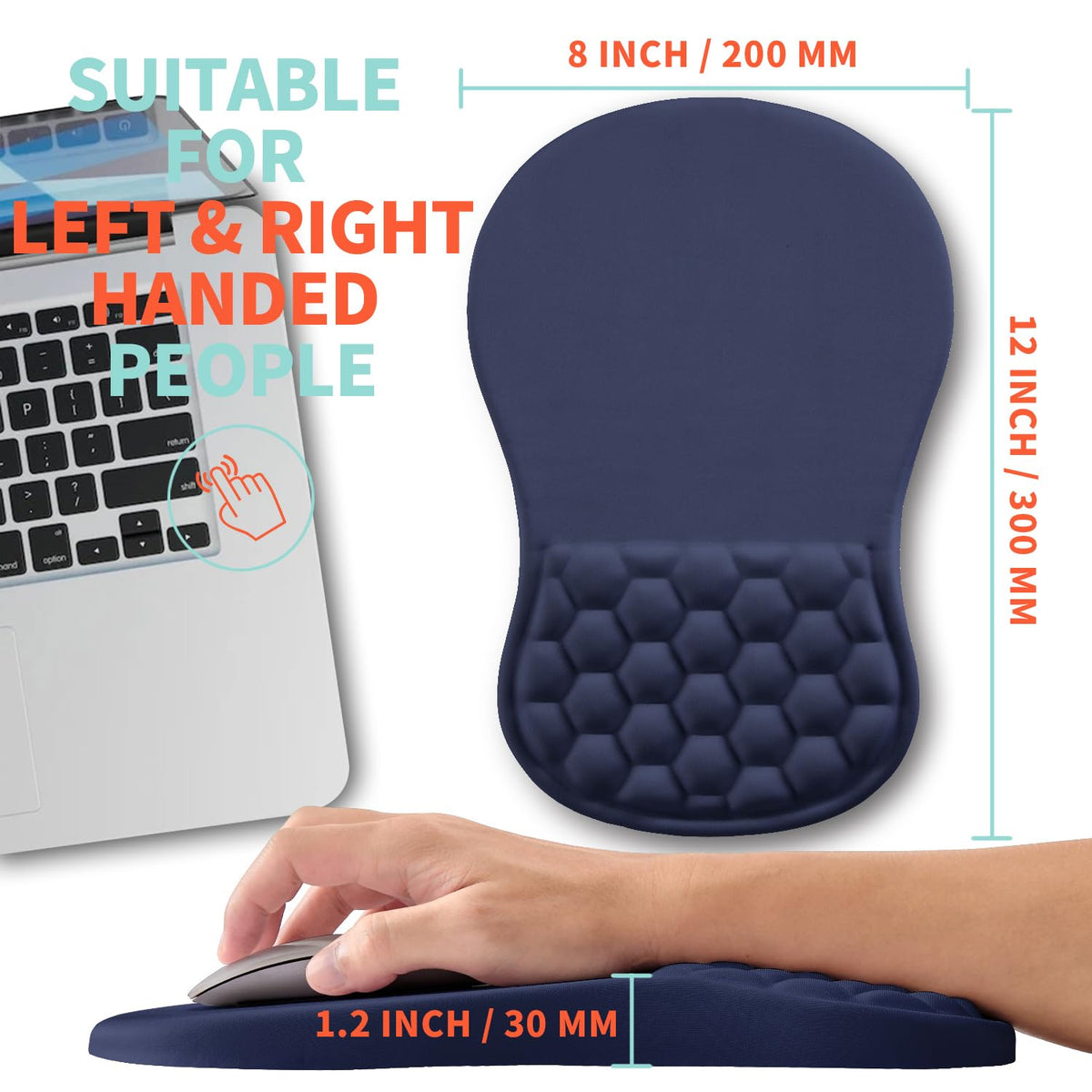 Kuosgm Ergonomic Mouse Pad Wrist Support with Memory Foam Massage Bulge, Carpal Tunnel Pain Relief