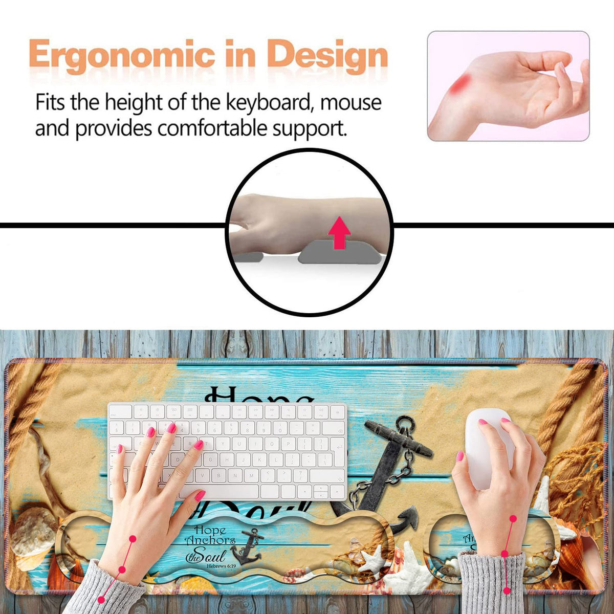 Ergonomic Keyboard Wrist Rest & Mouse Pad Wrist Rest Set, Large XXL Gaming Desk Mat 31.5"x 11.8"