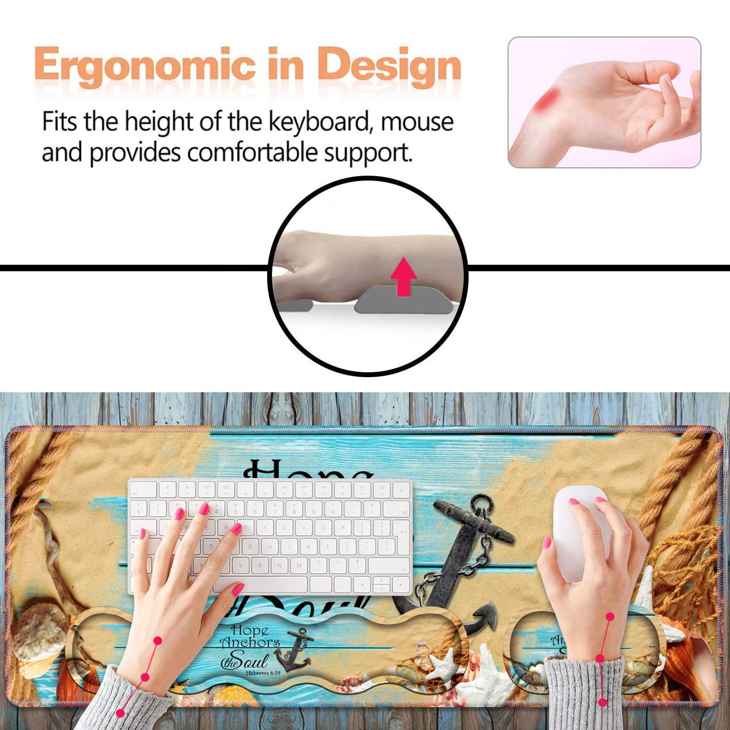 Ergonomic Keyboard Wrist Rest & Mouse Pad Wrist Rest Set, Large XXL Gaming Desk Mat 31.5"x 11.8"