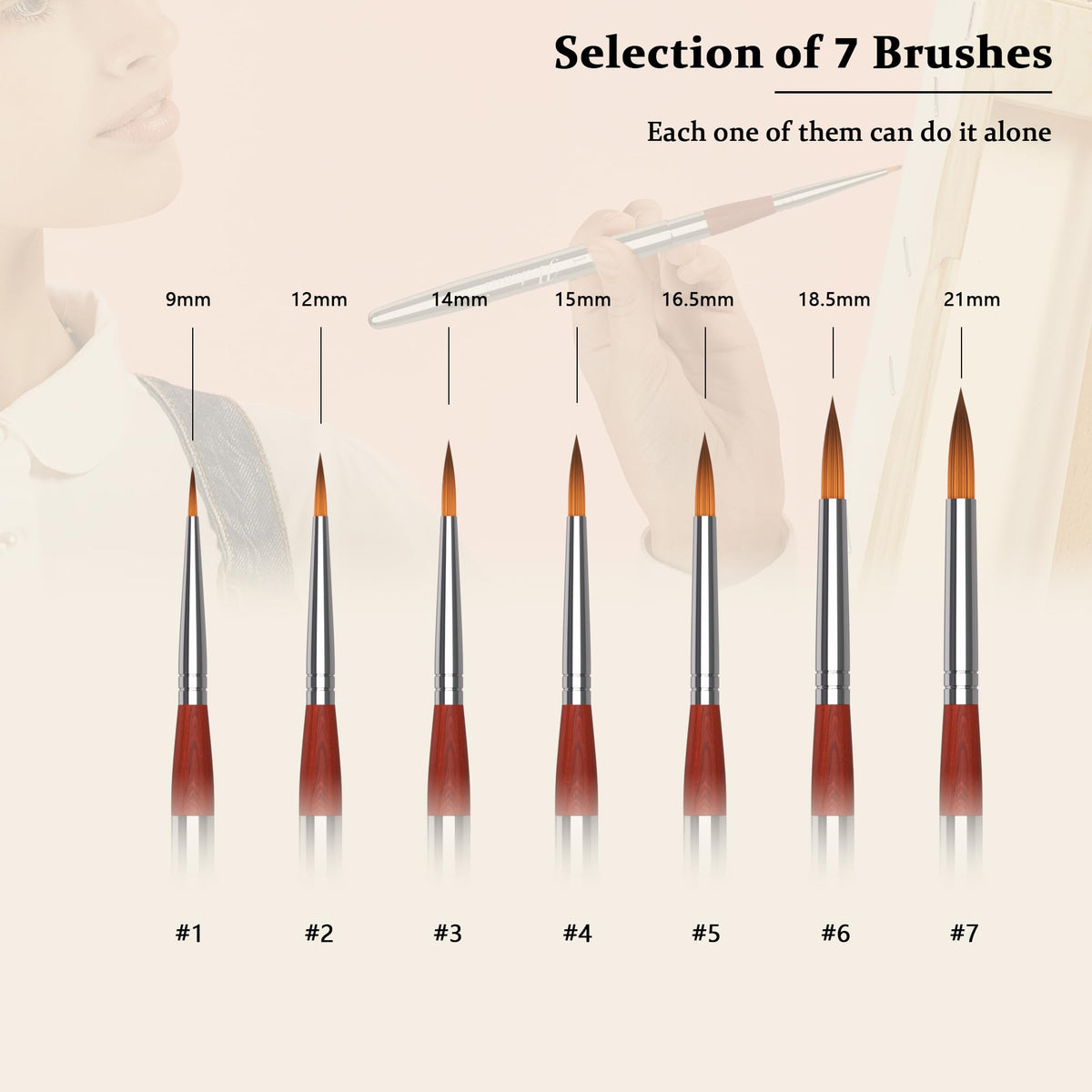 YIHUALE 7Pcs Sable Travel Watercolor Brushes with Leather Bag