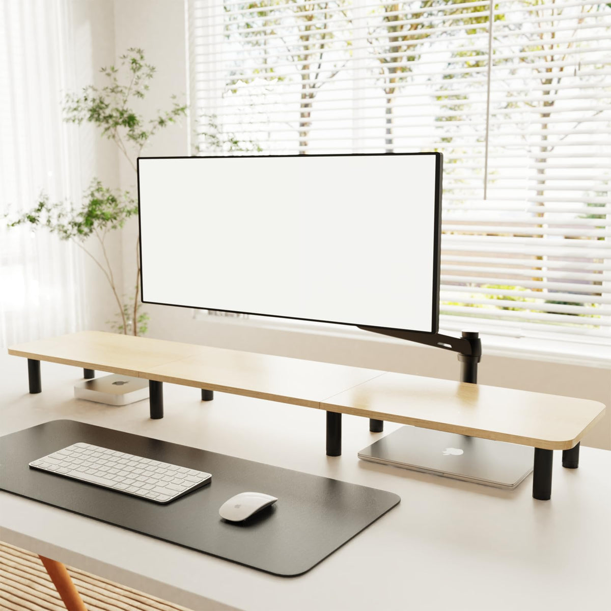 WEGASTU Large Extra Long Monitor Stand Riser 43.7in,Dual Monitor Riser, Wide TV Stand for 2