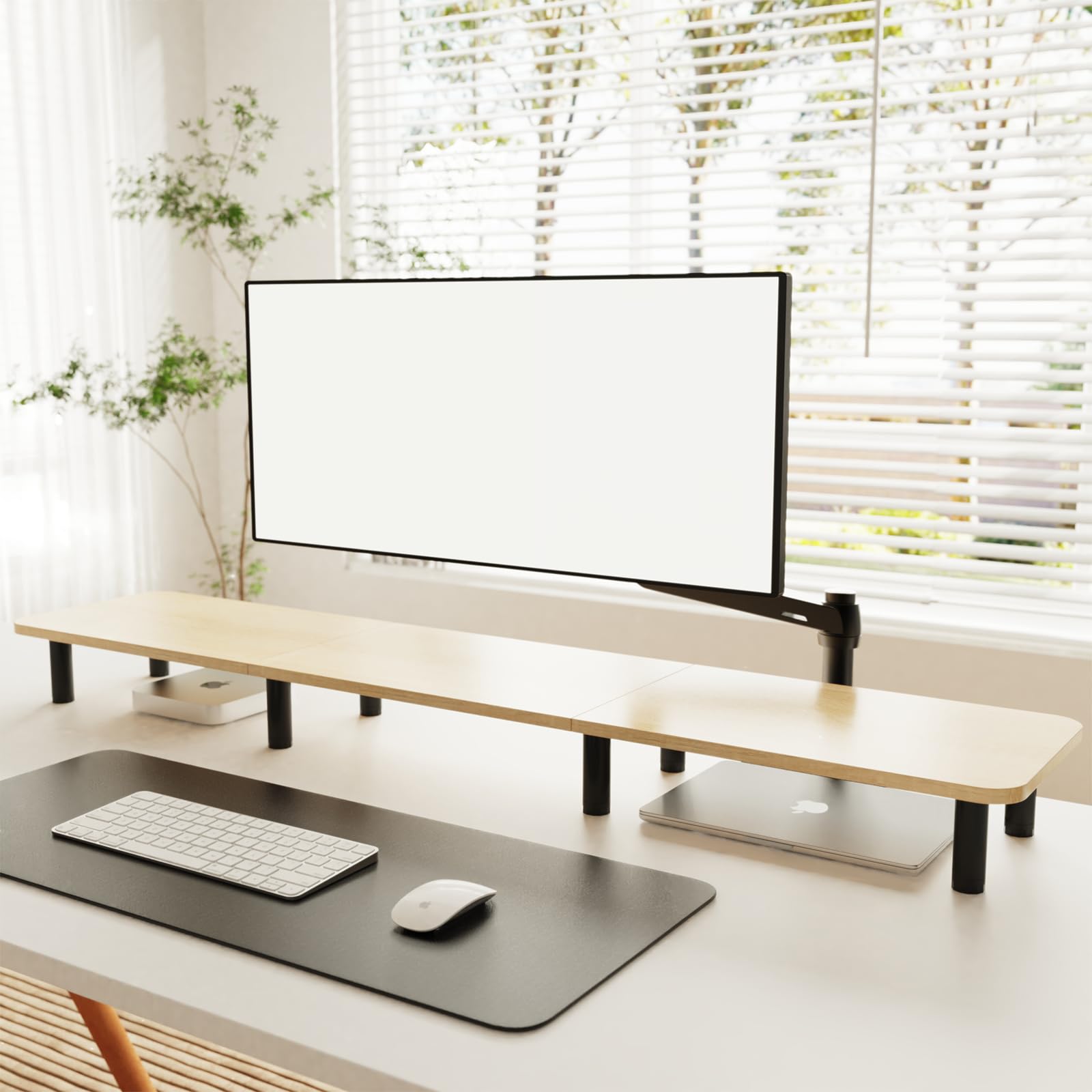 WEGASTU Large Extra Long Monitor Stand Riser 43.7in,Dual Monitor Riser, Wide TV Stand for 2