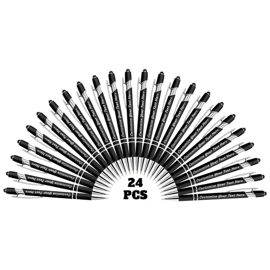 YanNanKe 24 PCS Custom Pens Personalized Bulk, Customized Engraving Ballpoint Pens with Stylus Name