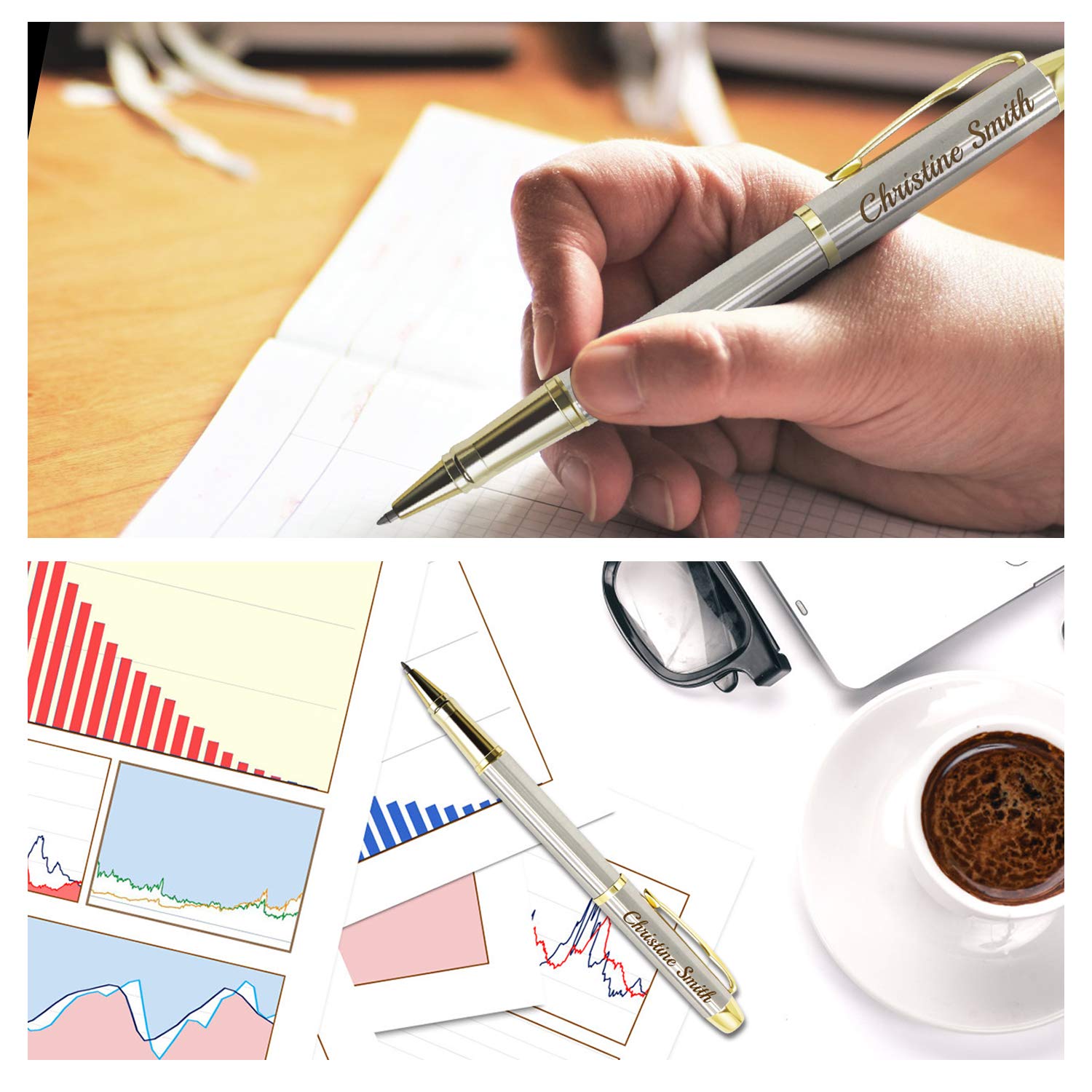 Amlion Personalized Pens Custom Engraved Pen with Name, Refillable Medium Refill, Personalized