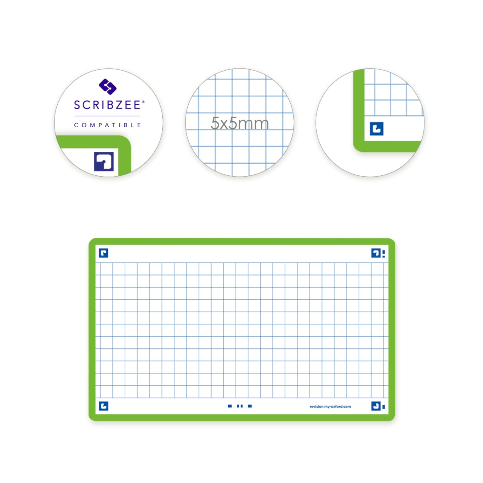 Flash Cards by Oxford, Squared with Green Frame, Pack of 80 Cards, 7.5x12.5cm Size 400133872