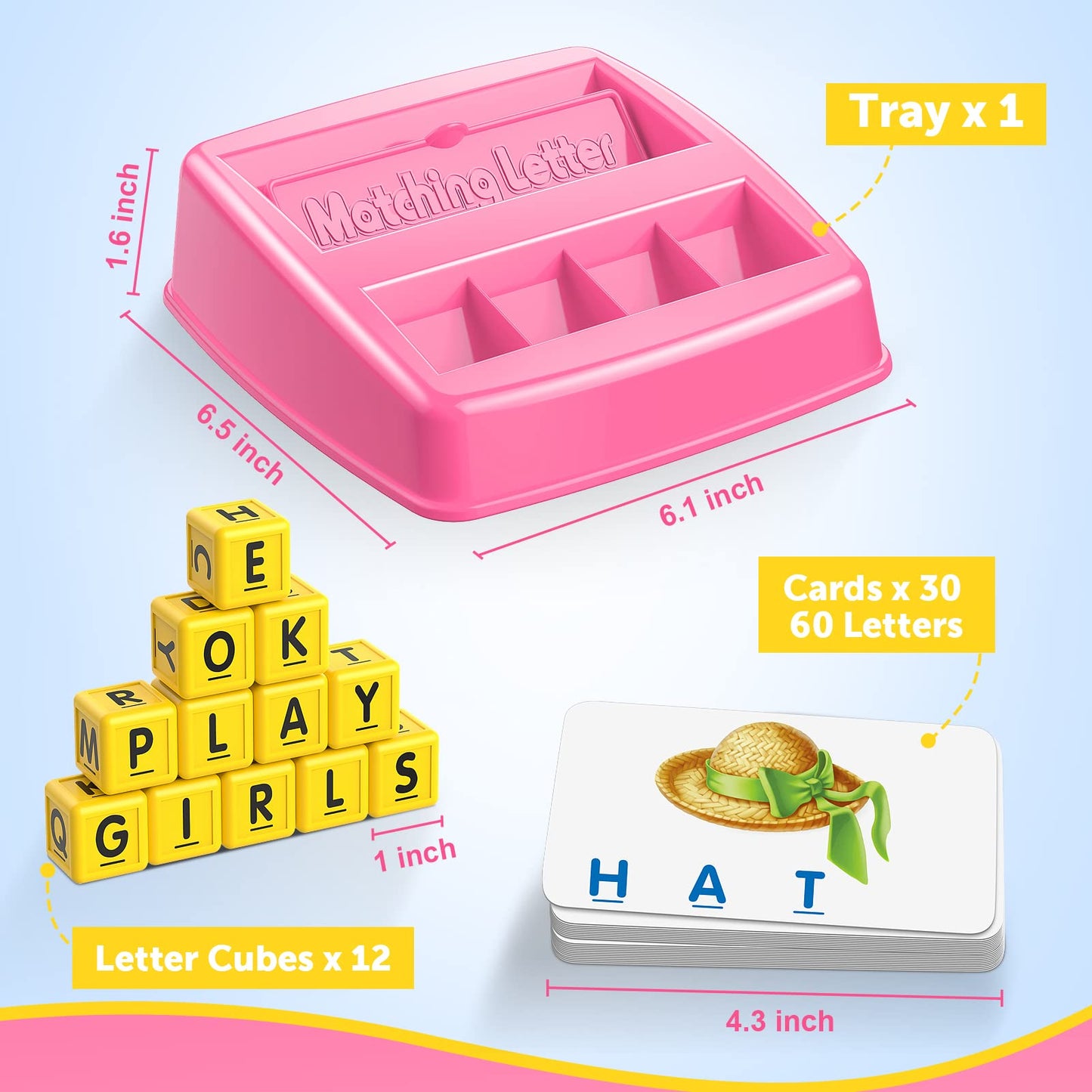 LIWIN LET'S GO! Toys for 3-8 Year Olds Girls, Matching Letter Spelling Games for Kids Ages 3-8