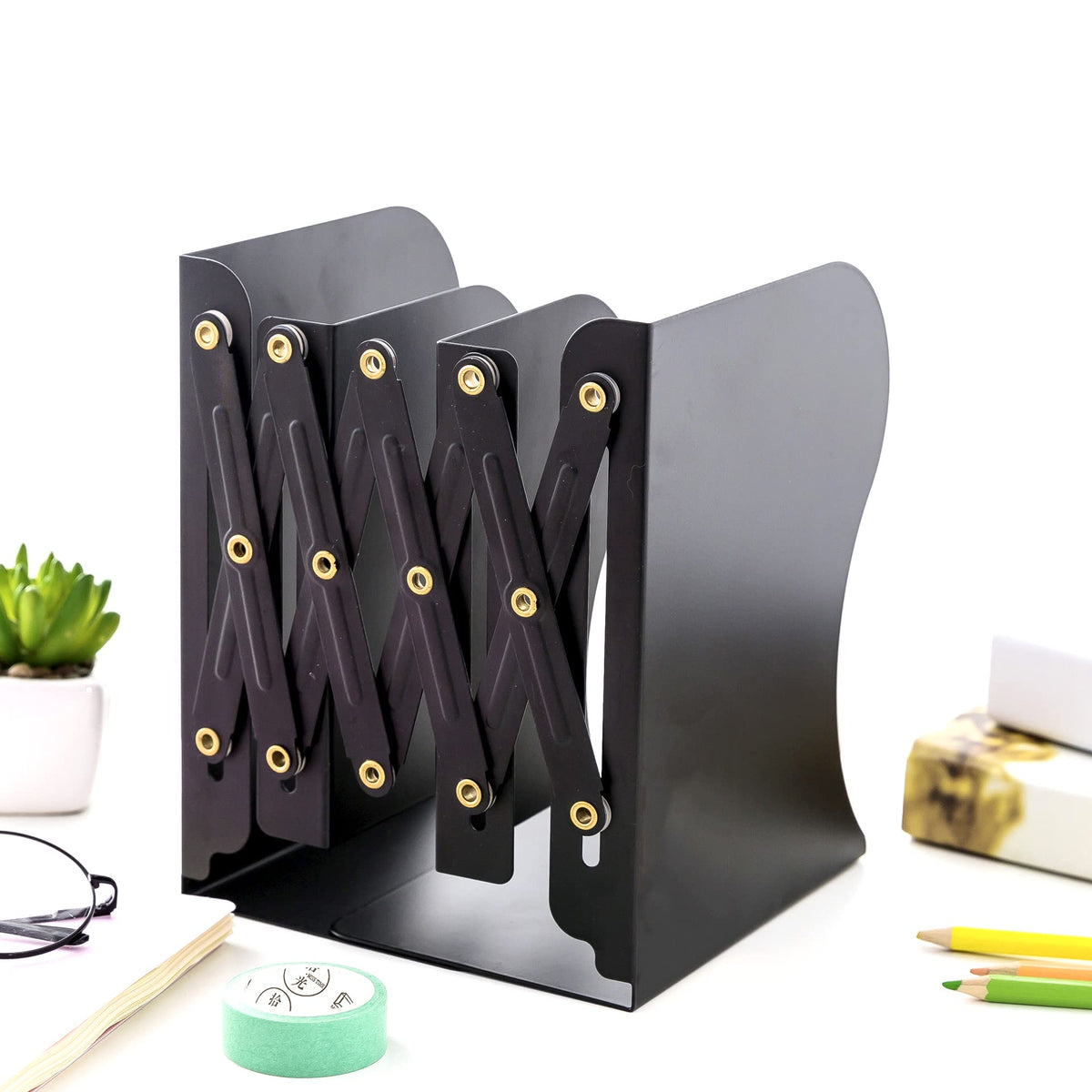 Adjustable Bookends Metal Book Ends for Heavy Book Holder Heavy Duty Bookends Nonskid Bookcase