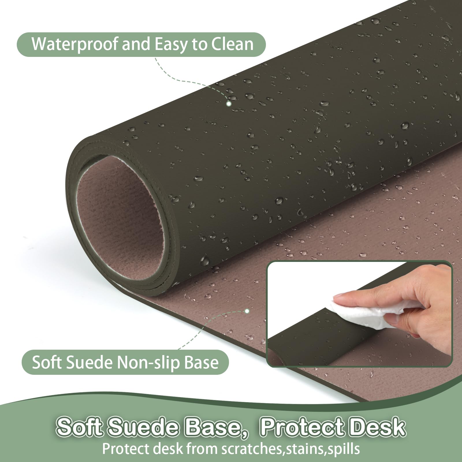 Boutilon Leather Desk Pad Protector,Non-Slip Mouse Pad,Laptop Desk Pad,Office Mouse Mat,Waterproof