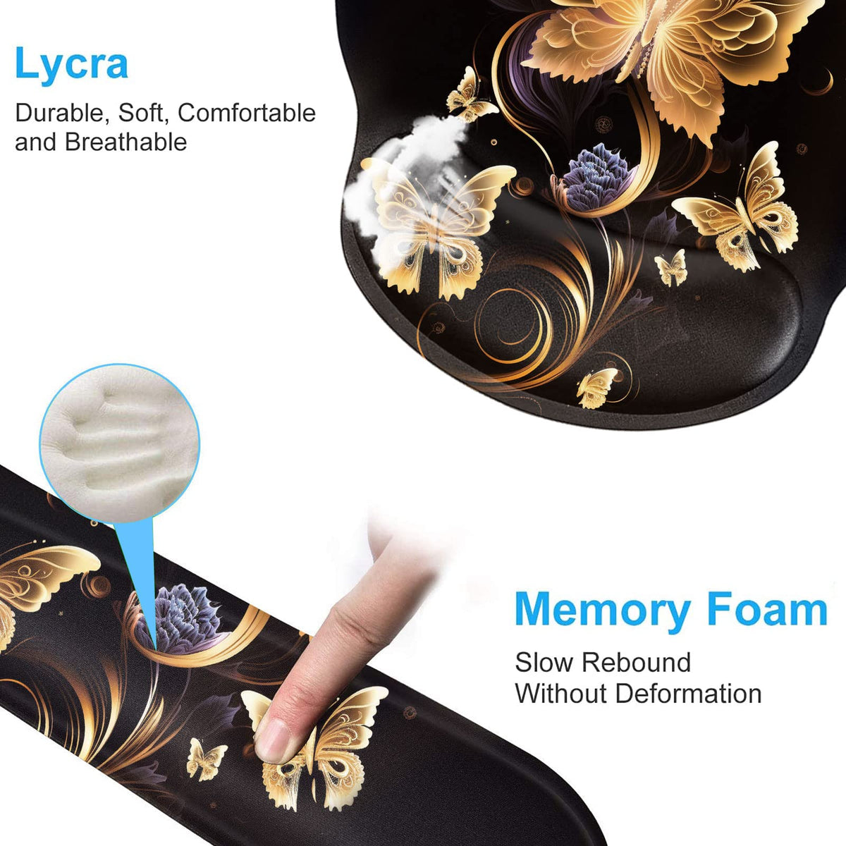 Keyboard Wrist Rest and Mouse Pad Wrist Support Set with Coffee Coaster, Non-Slip PU Base for