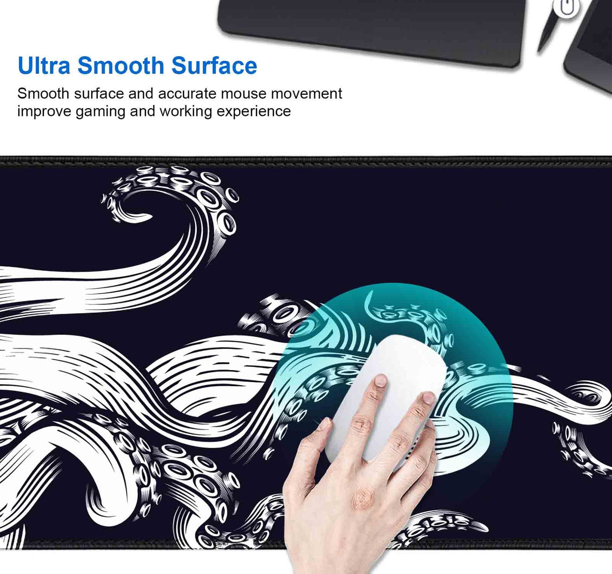 IMAYONDIA Large Gaming Mouse Pad (35.4x15.7 in), Octopus Desk Mat, Full Desk Mousepad, XL XXL