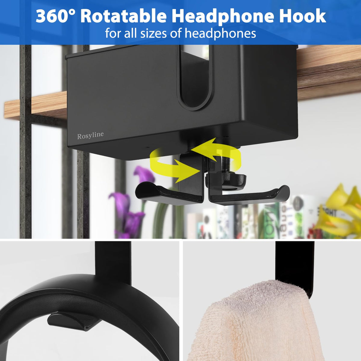 Rosyline 3-in-1 Clip-on Cup Holder for Desk with Desktop Organizer