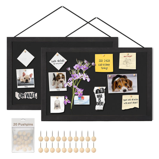 Miratino Bulletin Board Pin Board, 16 "x11 Black Linen Cork Boards for Walls, Wood Framed Display