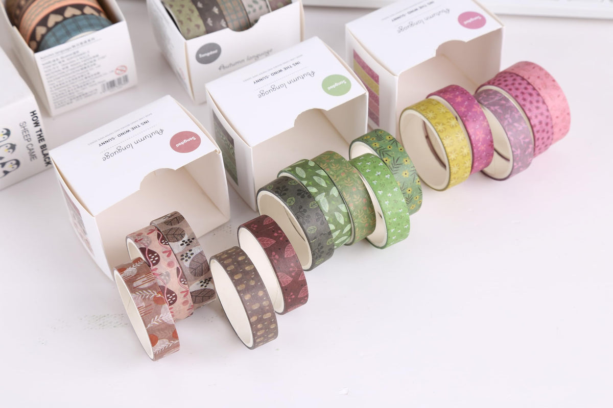 YUBX Basic Washi Tape Set 30 Rolls Plants Patterns Decorative Skinny Slim Masking Tapes for Arts