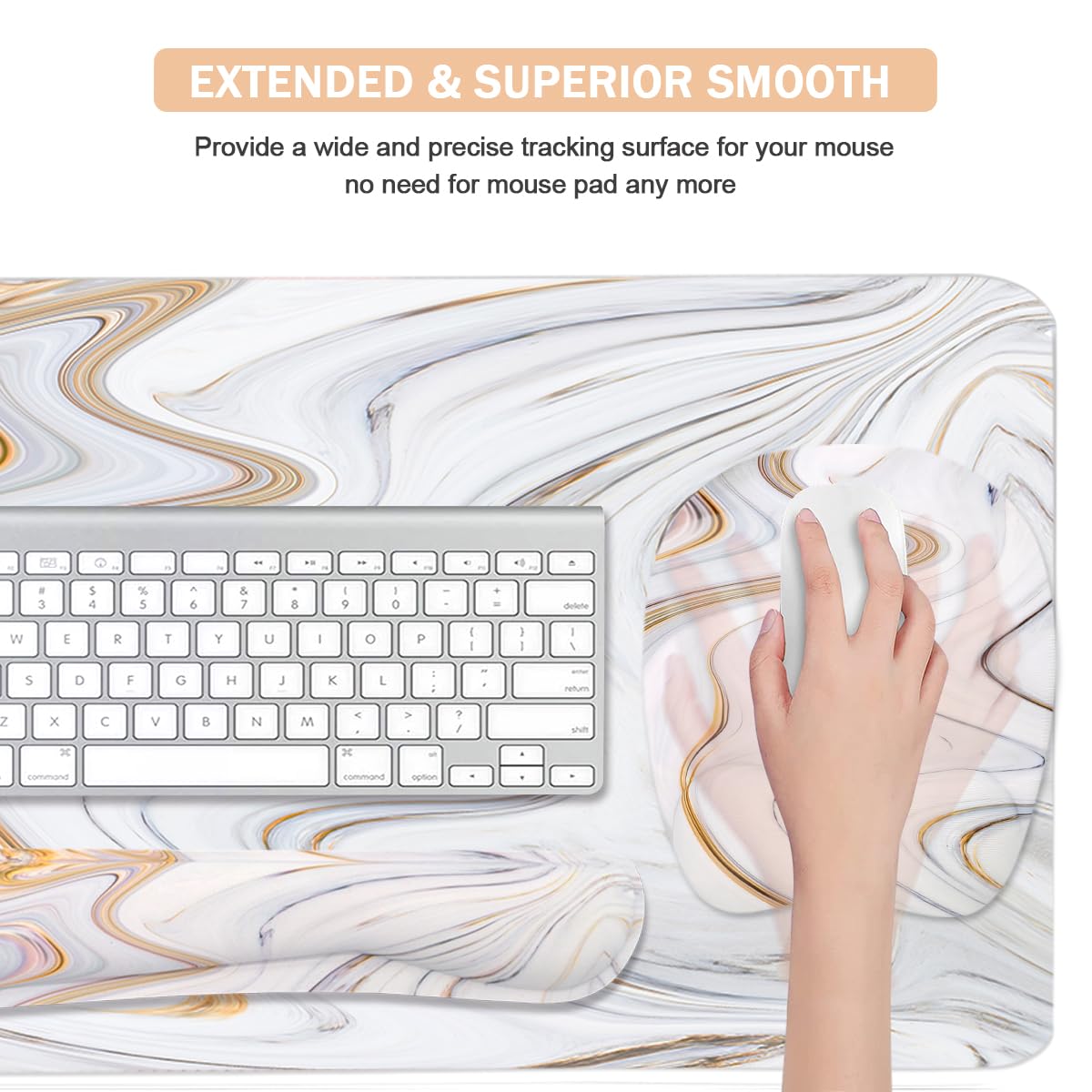 Keyboard Wrist Rest Large Mouse Pad Wrist Support for Computer, 4 in 1 Memory Foam Keyboard Pad