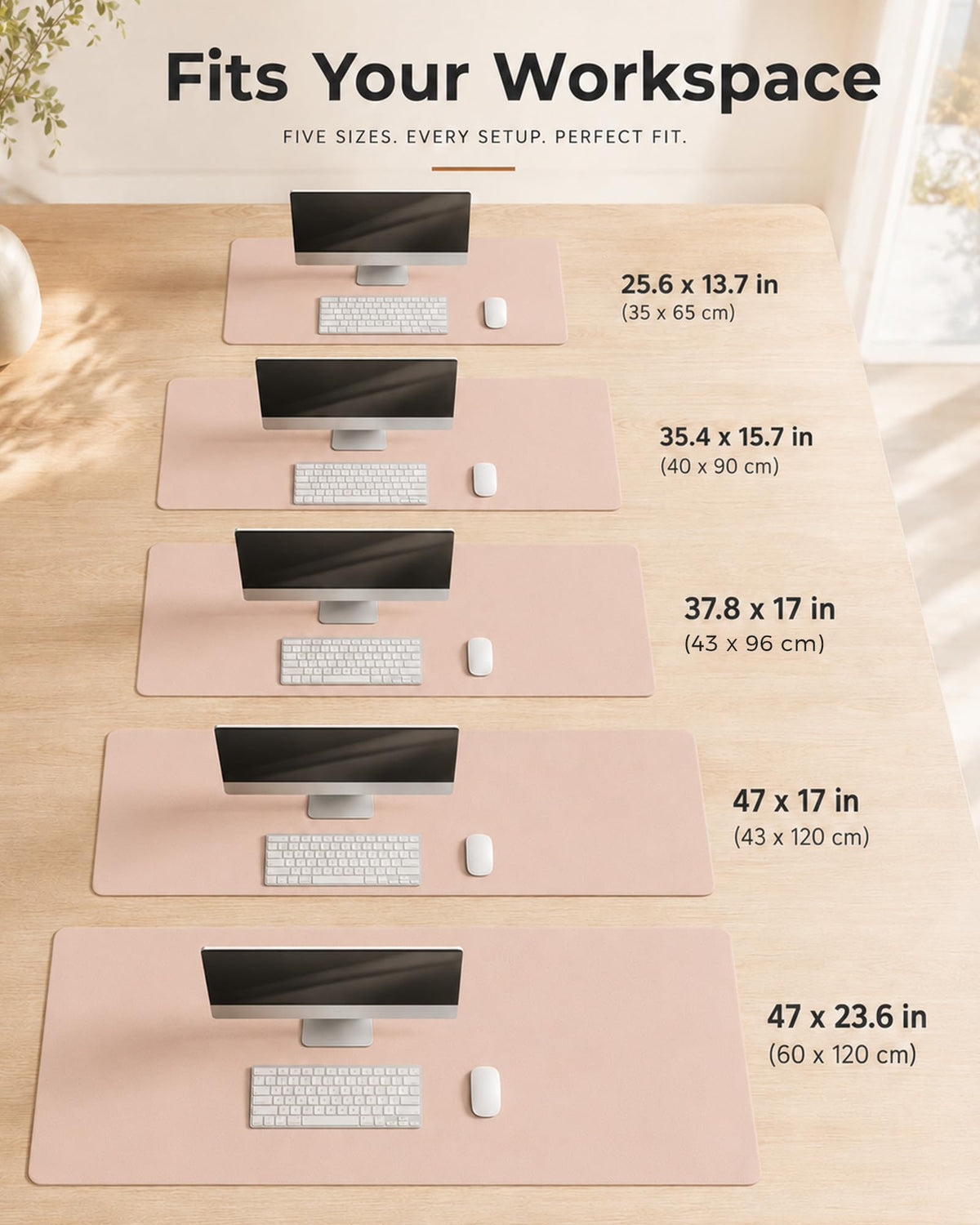 Aothia Double-Sided Desk Pad – 37.8"x17" Leather Desk Mat with Eco Cork Protector, Large Mouse Pad