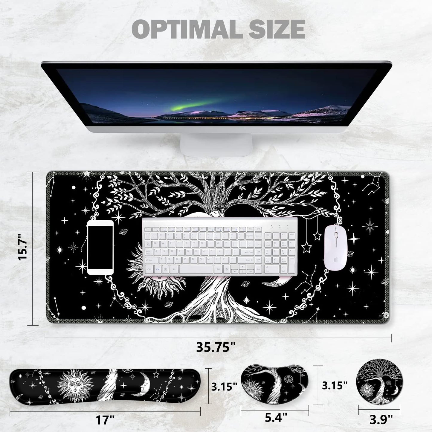ToLuLu Extended Gaming Mouse Pad, Memory Foam Keyboard Mouse Wrist Rest