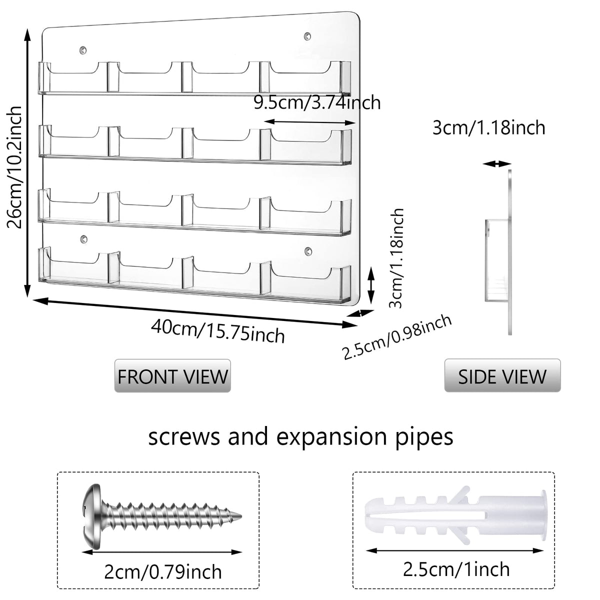 Lincia 2 Pcs Acrylic Business Card Holder, 40×30cm, 16 Pockets Horizontal