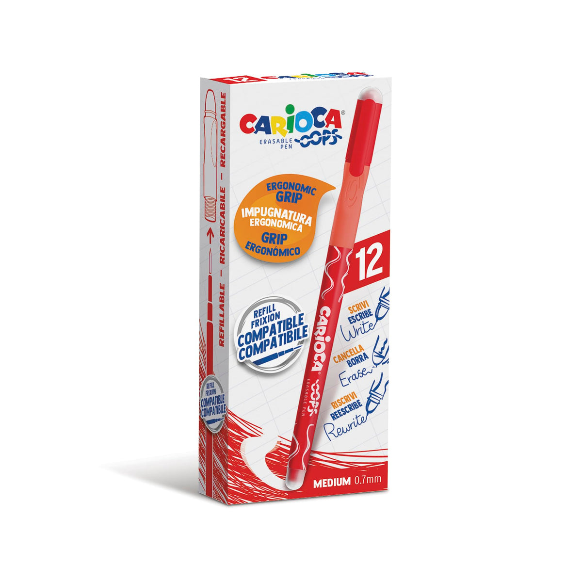 Carioca CF12 Erasable Pen Red OOPS
