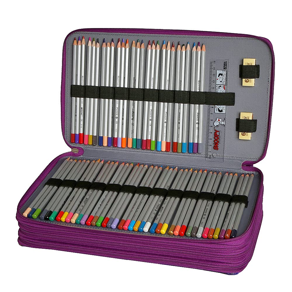 Lbxgap 300 Slots Pencil Case 4-Layer Zipped Holder w/Handle
