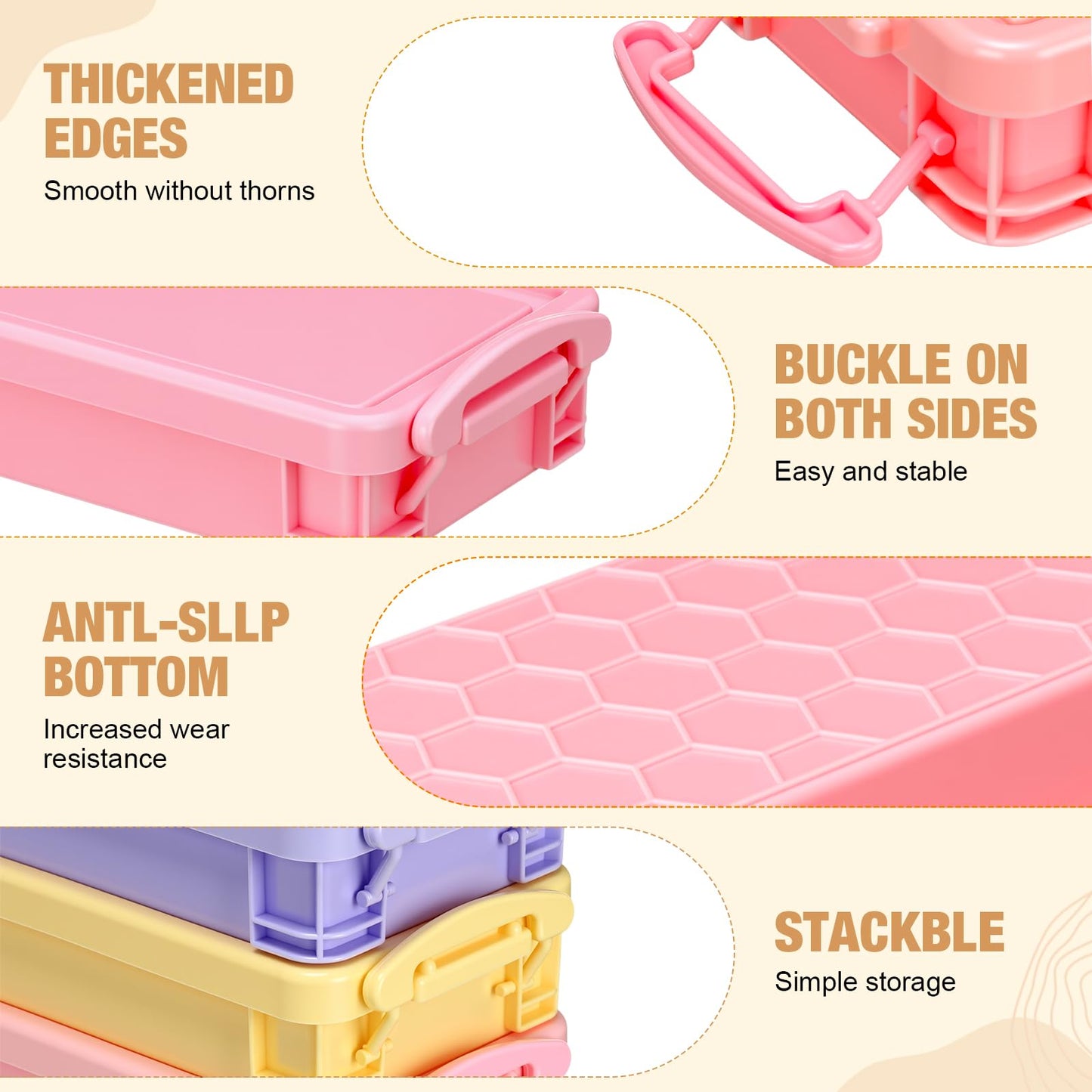 Gueevin 12 Pcs Pencil Box Clear Plastic Pencil Case, Macaron Colors