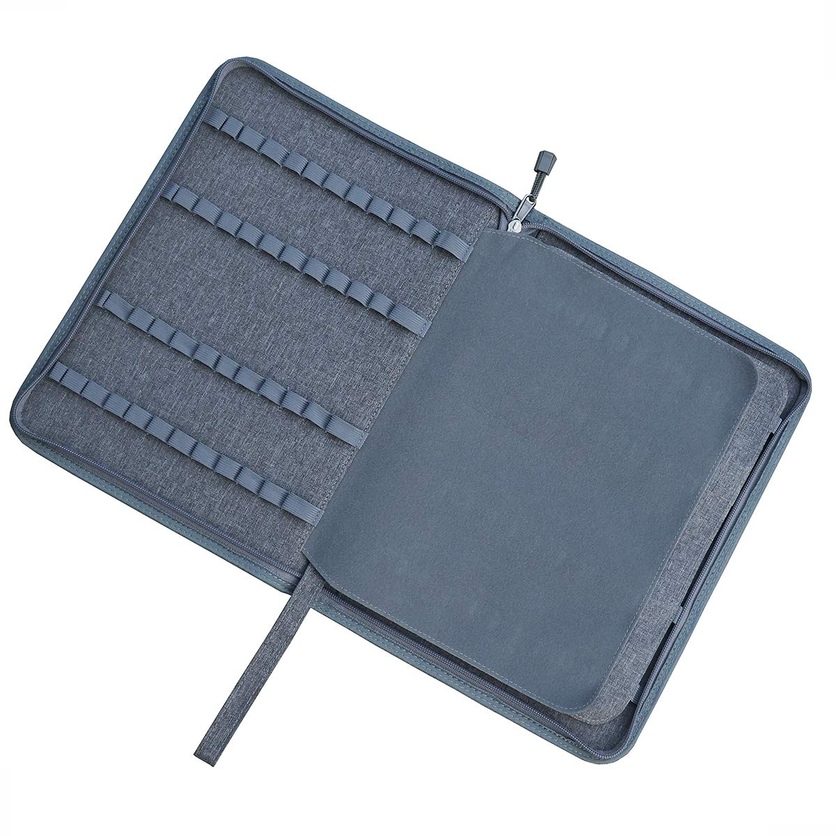 Lanxivi 48 Fountain Pen Case Gray Organizer Bag, Waterproof Canvas Pen Display Holder with YKK