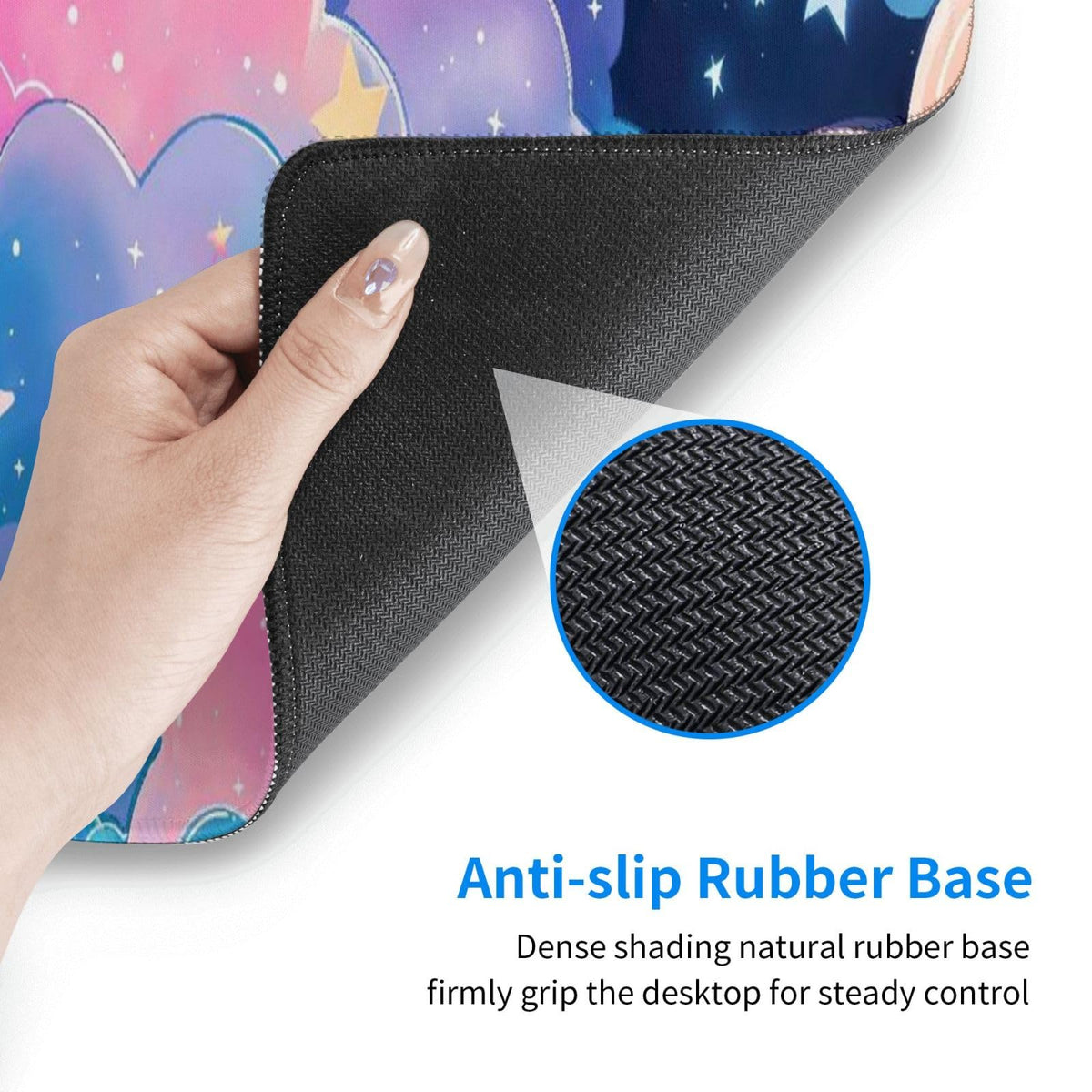TOXXU Pink Cloud Large Gaming Mouse Pad with Anti-Slip Base for Keyboard, Kawaii Colorful Extended