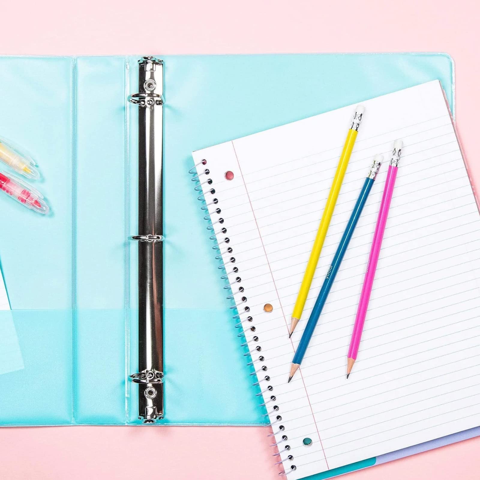 Yoobi 1 Inch Binder Set – 3-Ring Binders with 2 Pockets – Perfect for School or Office – Holds up