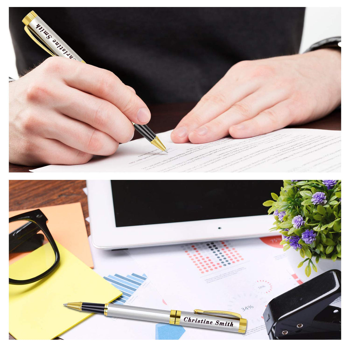 Amlion Personalized Pens Custom Engraved Pen with Name, Refillable Medium Refill, Personalized