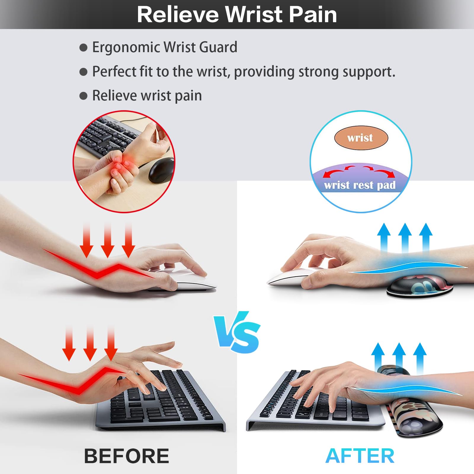 Desk Mat, Large Gaming Mouse Pad with Wrist Rest, 4 in1