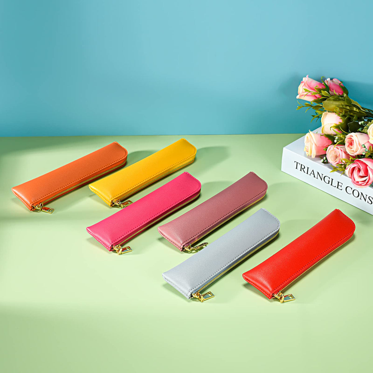 Sluxa Leather pencil case, Thin soft pen bag, Small pencil case for adults,Senior leather Minimal