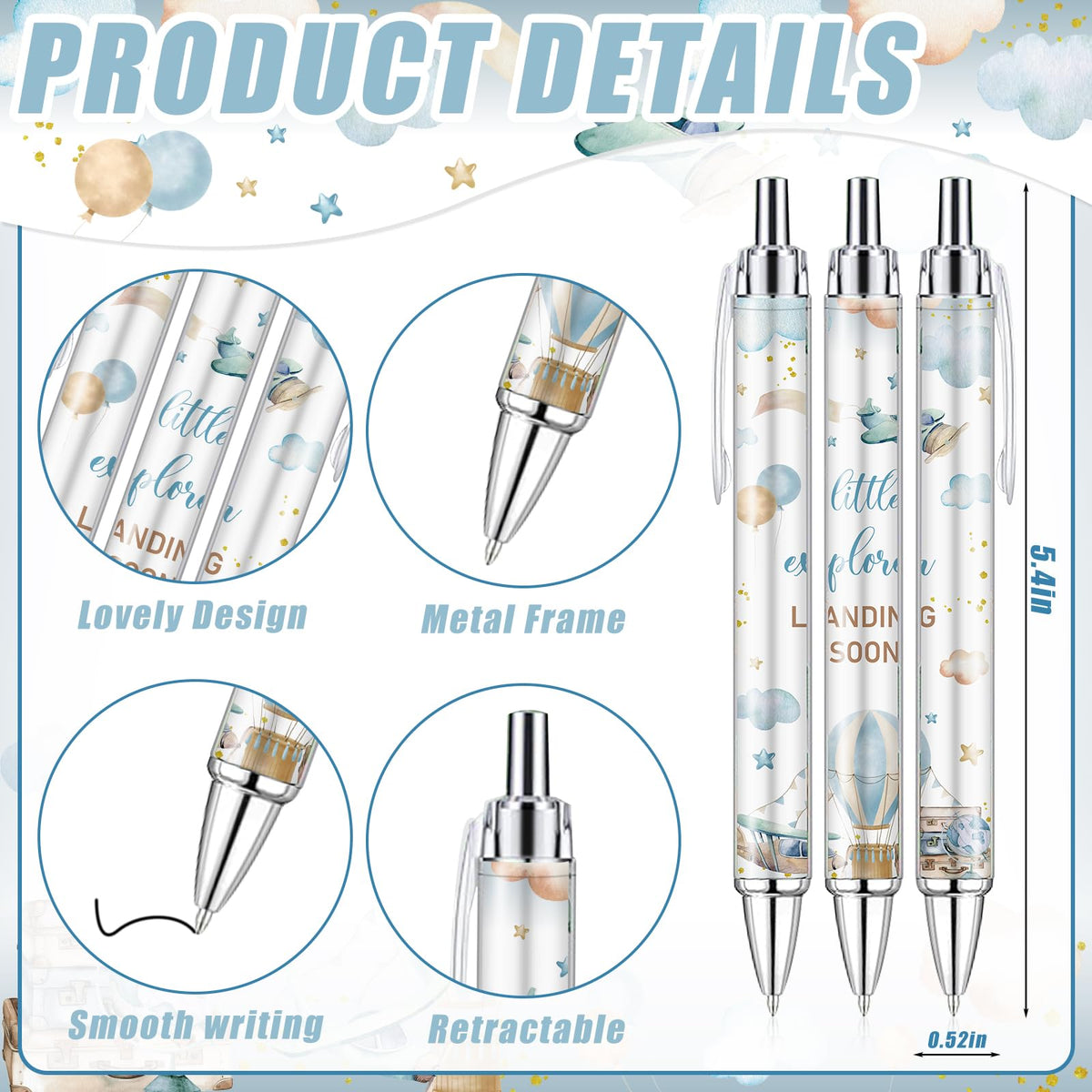 289 Pieces Airplane Baby Shower Favors for Guest Little Explorer Landing Soon Ballpoint Pens and