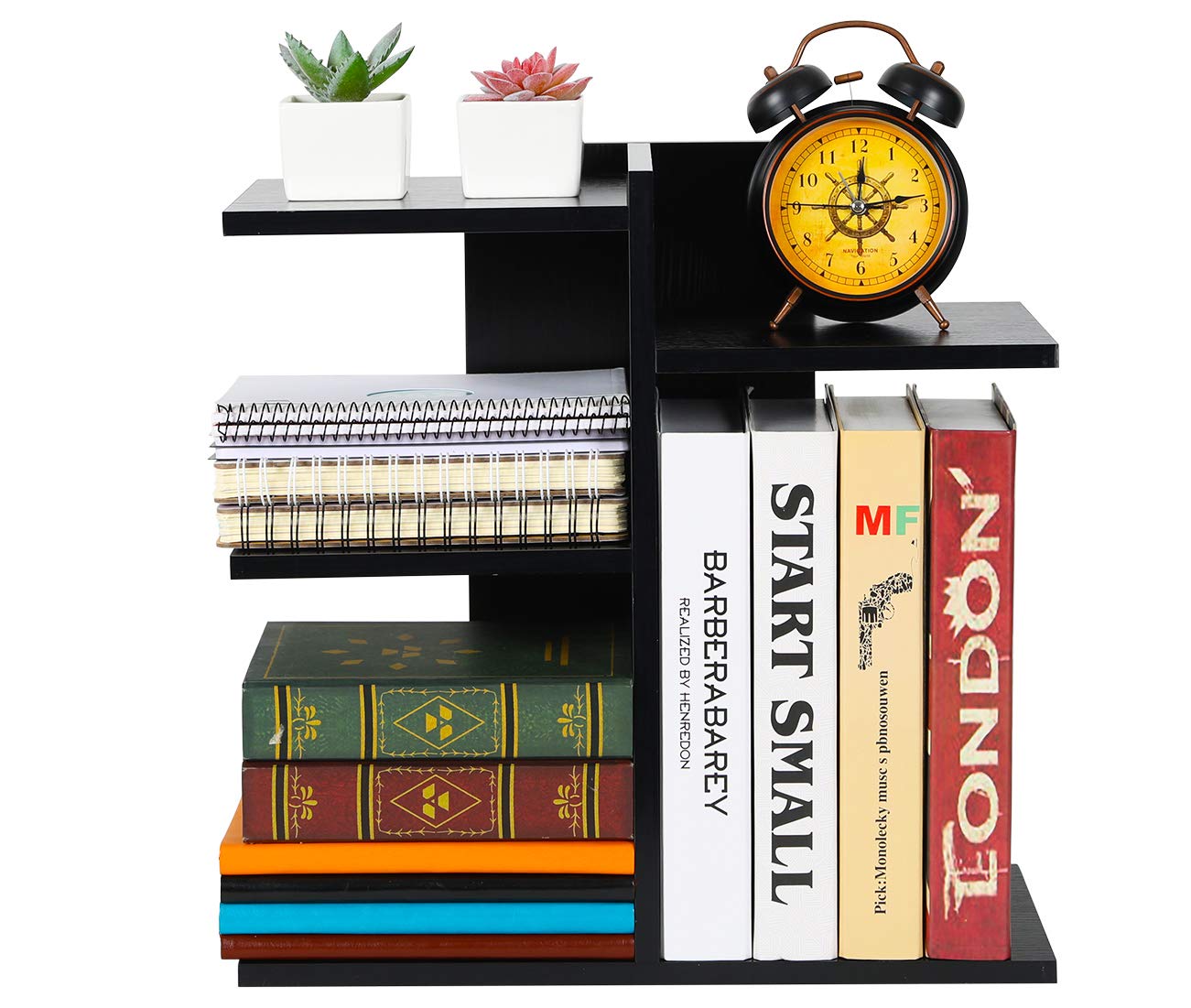PAG-Mass Desktop Bookshelf Freestanding Wooden Countertop Bookcase Accessories Organizer Display