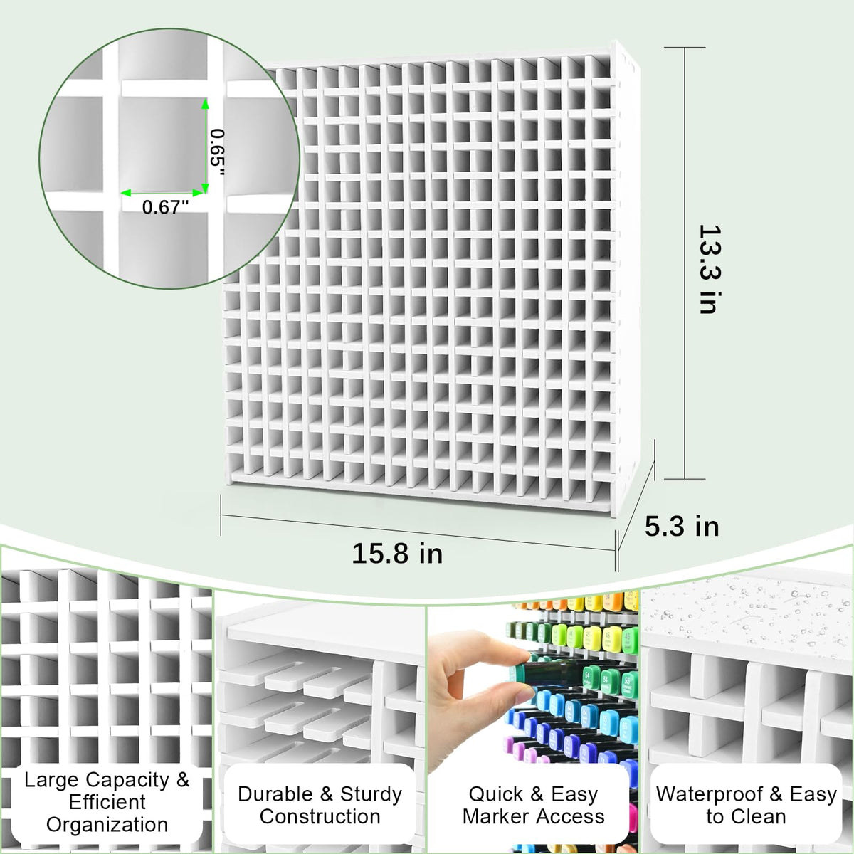 LOSADY Marker Organizer, 270-Slot Marker Holder with Adjustable Dividers
