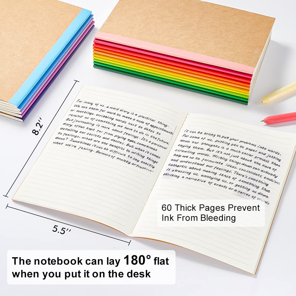 feela 16 Pack Composition Notebooks Bulk, Kraft Cover Lined Blank College Ruled Composition Travel