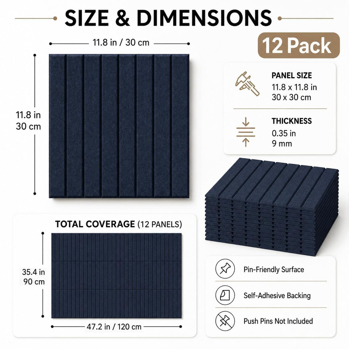 Baysola Stripe Felt Bulletin Board Tiles, Cork Board Alternative 48 x 36 in