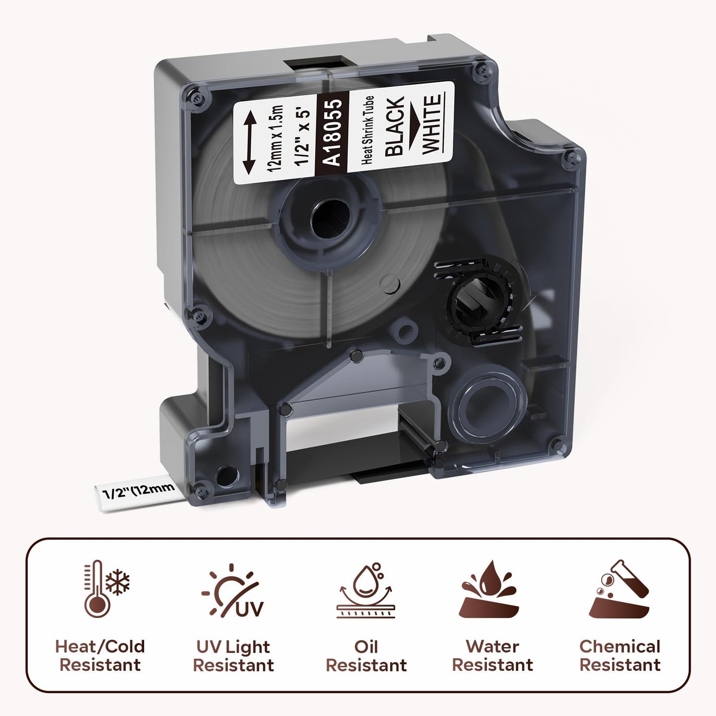 Compatible with DYMO 18055 Heat Shrink Tube Labels