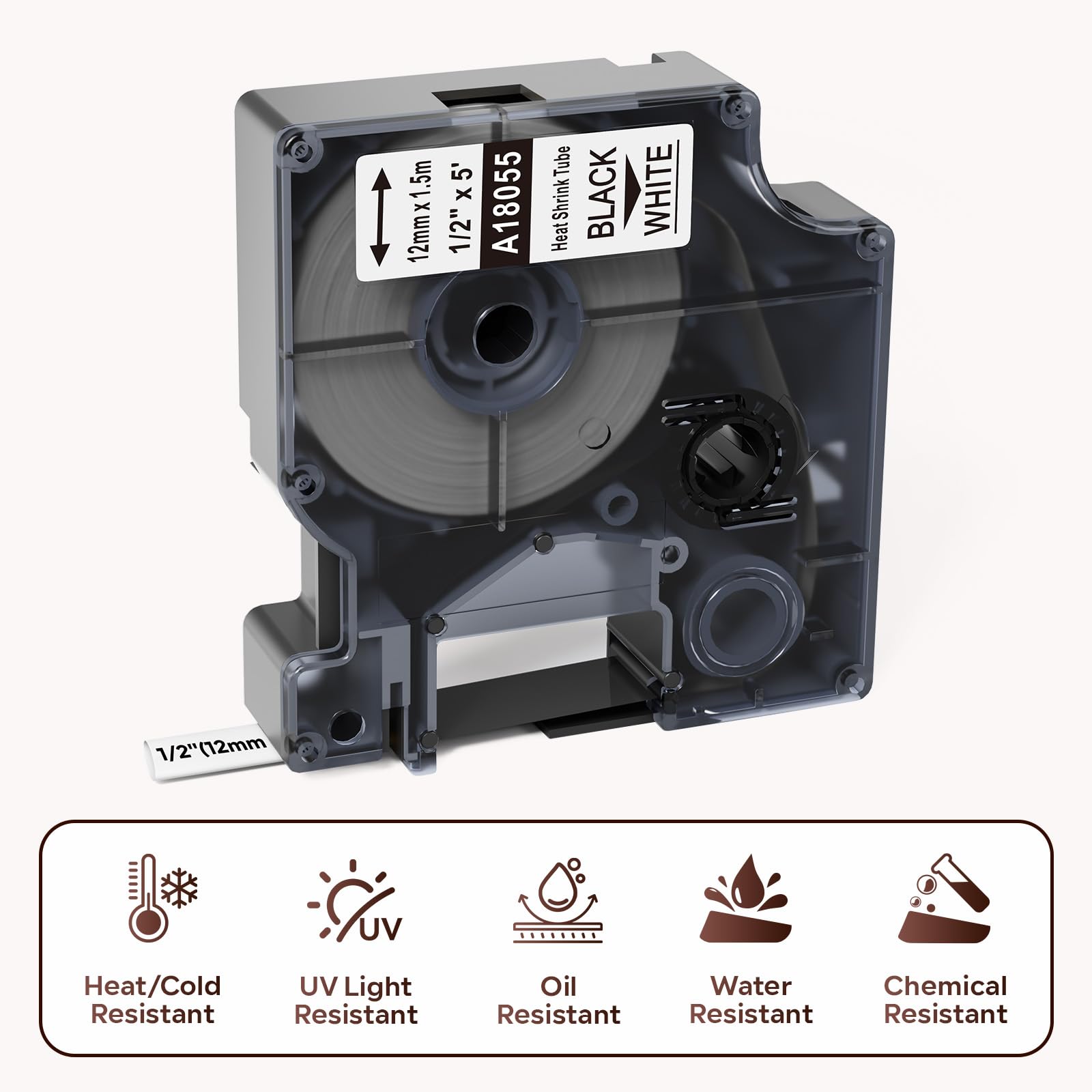Compatible with DYMO 18055 Heat Shrink Tube Labels
