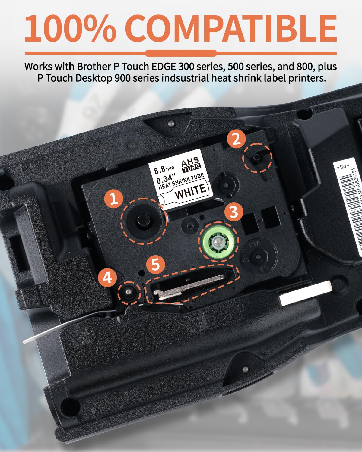 HSe-221 HSe221 Replacement for Brother P Touch Heat Shrink Labels 8.8mm