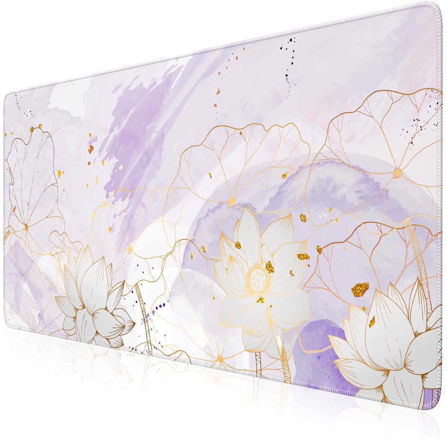 iCasso Desk Cover Mat, Extra Large Lotus Mouse Pad, Purple Lotus Leaf
