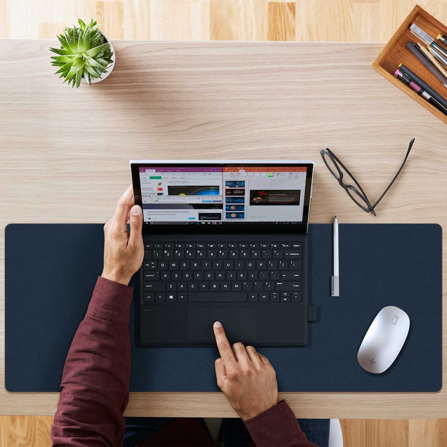 Aothia Double-Sided PU Leather Desk Pad - Non-Slip Large Mouse Pad & Desk Mat for Office, Home