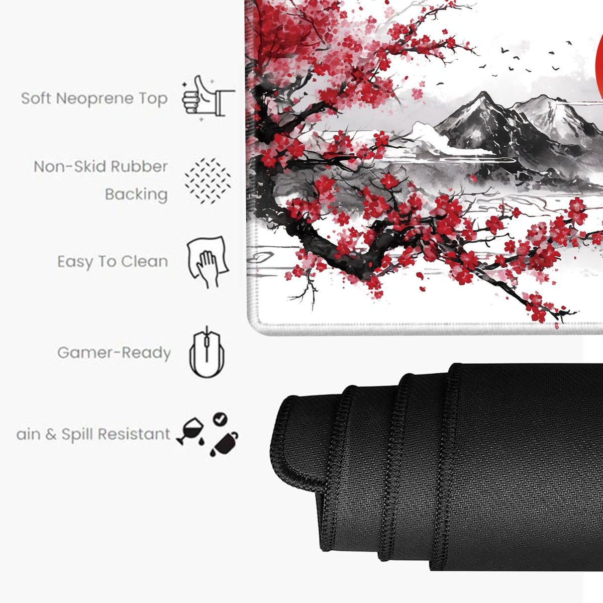Large Mouse Pad Japanese Cherry Blossom Desk Pad Gaming Mousepad XXL Desk Mat 31.5''X15.75''