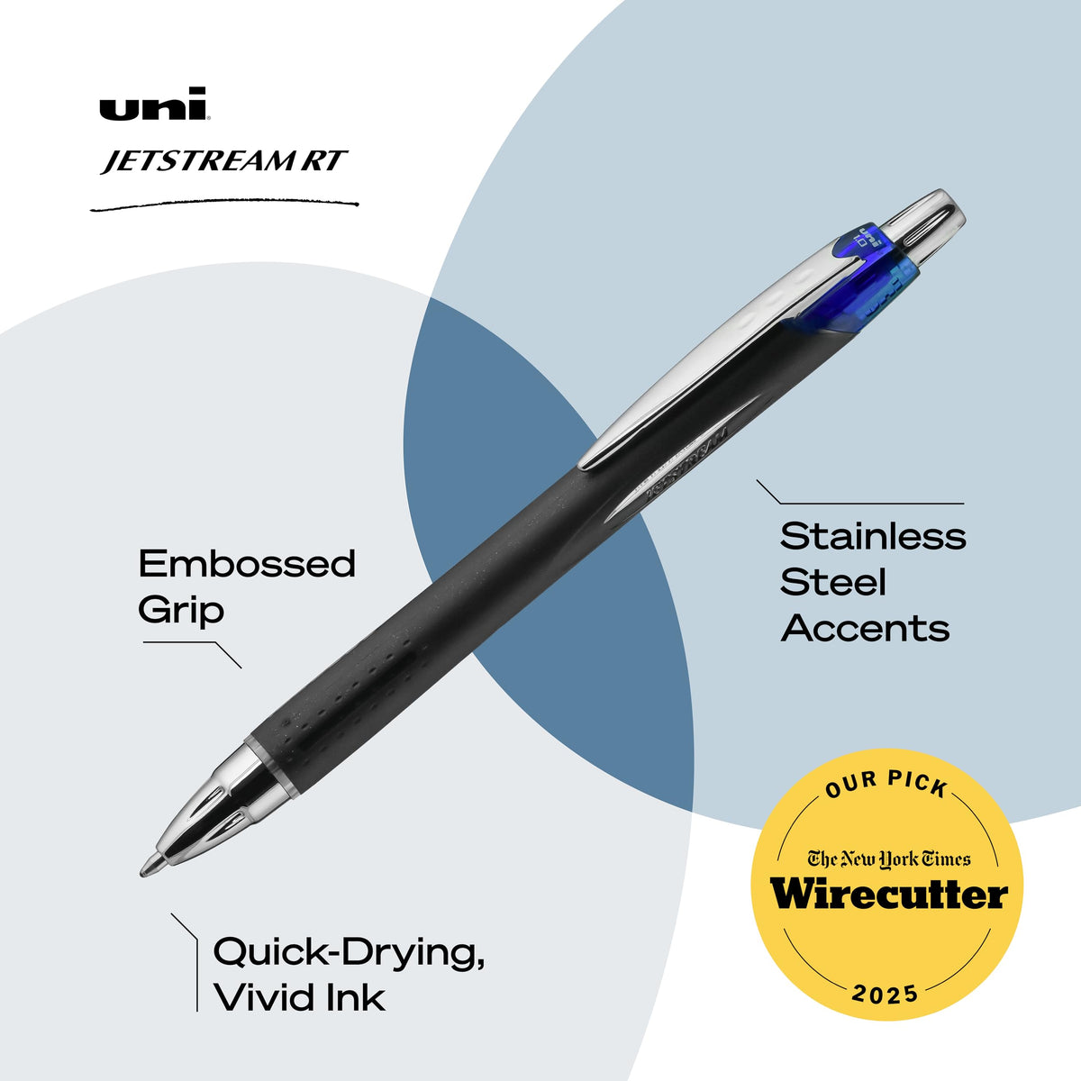 uniball Jetstream RT Ballpoint Pens, Fine Point (0.7mm), Blue, 12 Pack