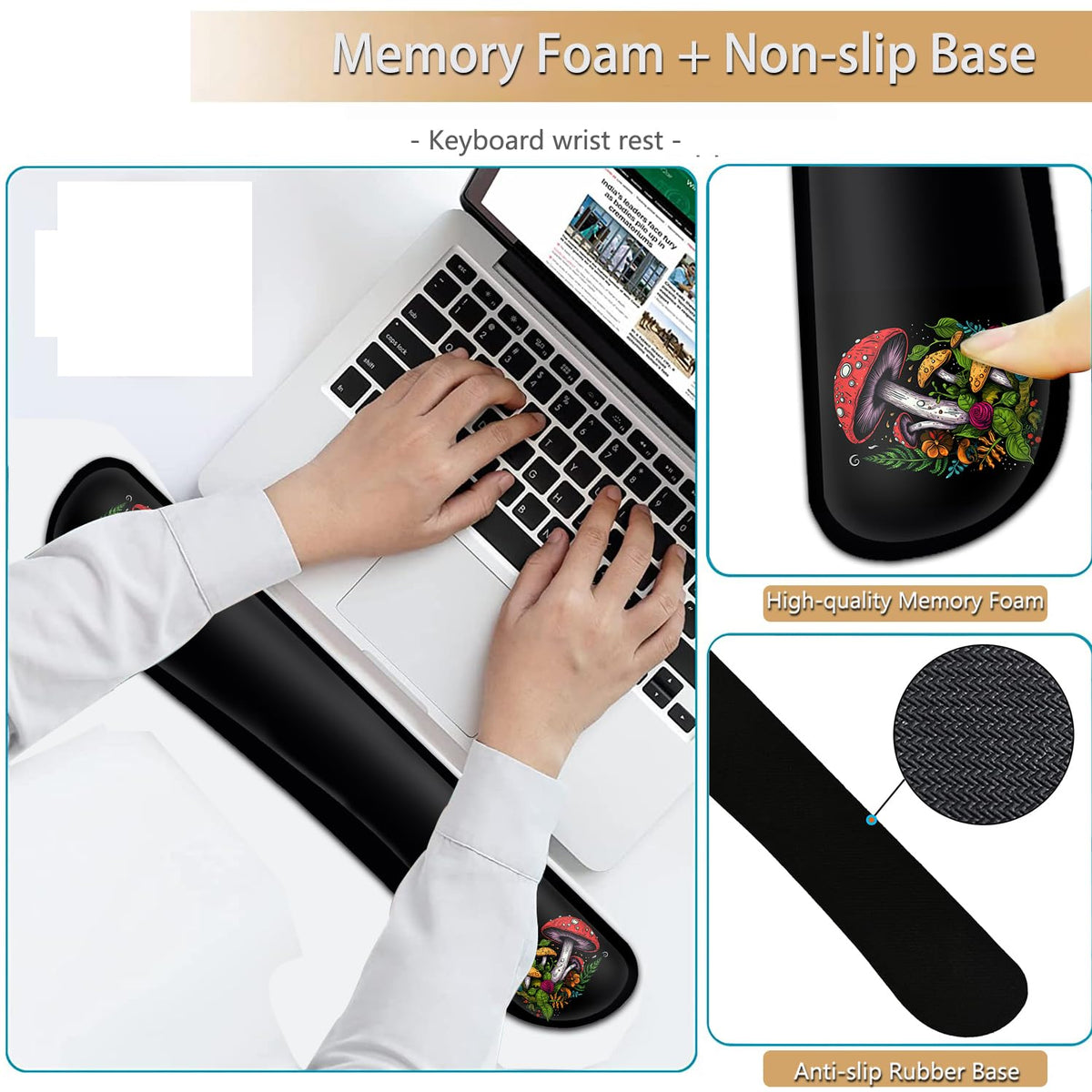 Keyboard Wrist Rest and Mouse Pad Wrist Support Set, Ergonomic Gel Mouse Pad Wrist Rest with