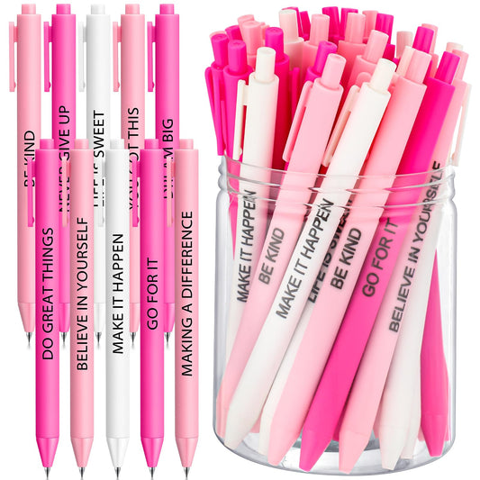 Crtiin 50 Pcs Inspirational Pens Bulk Powder Colors, Motivational